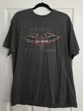 Gasoline Alley Harley-Davidson Charcoal Gray Winged Logo Short Sleeve Tee